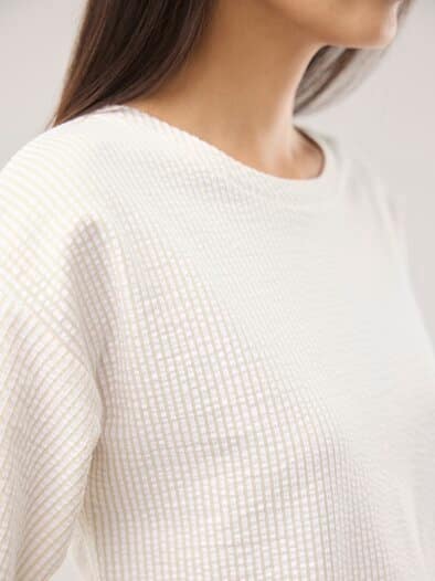 Streifenshirt Seersucker Sand