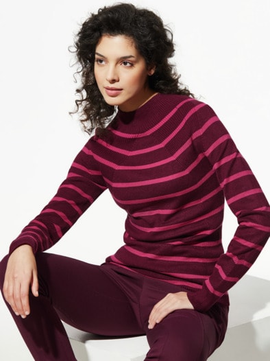 Hautschmeichler-Pullover Rippmix Barolo/Fuchsia