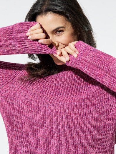 Baumwoll-Pullover Farbenspiel Fuchsia