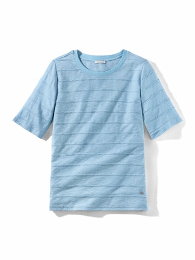 Baumwollshirt Streifenstruktur Skyblue