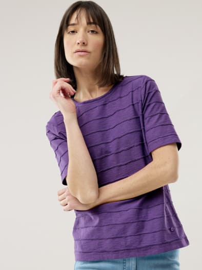 Baumwollshirt Streifenstruktur Veilchen