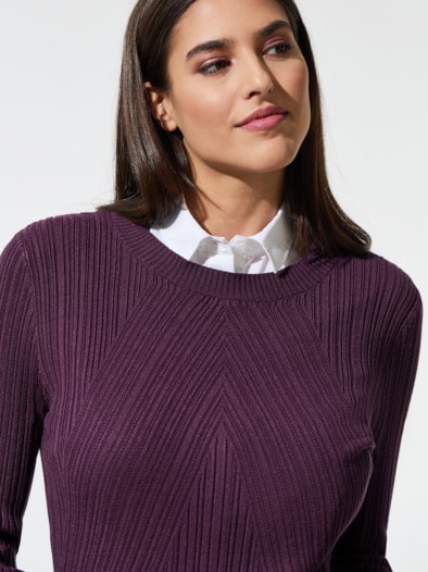 Hautschmeichler-Pullover Chevron Cassis
