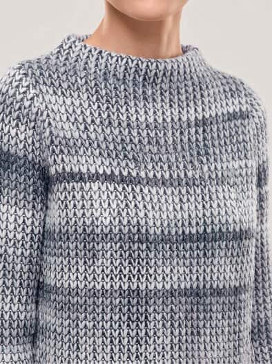 Grobstrick-Pullover Farbverlauf Silbergrau/Offwhite
