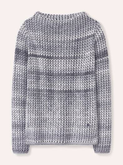 Grobstrick-Pullover Farbverlauf Silbergrau/Offwhite