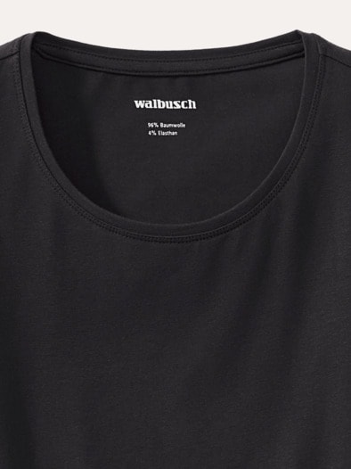 Baumwoll-Basic-Shirt Langarm Schwarz