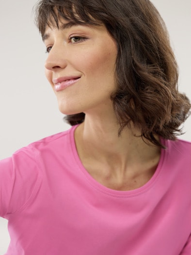 Baumwoll-Basic-Shirt Langarm Malve