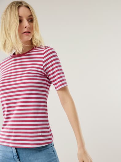 Baumwoll Ringelshirt Himbeersorbet