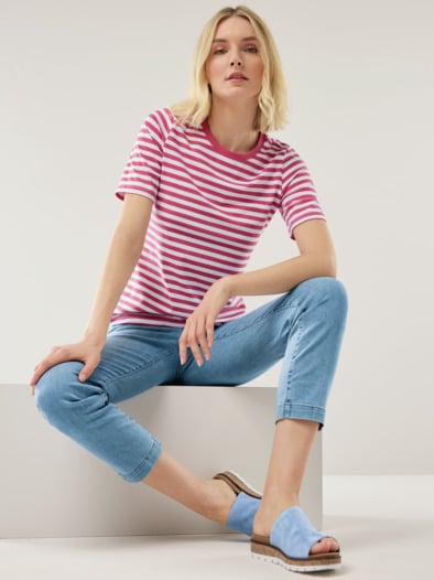 Baumwoll Ringelshirt Himbeersorbet