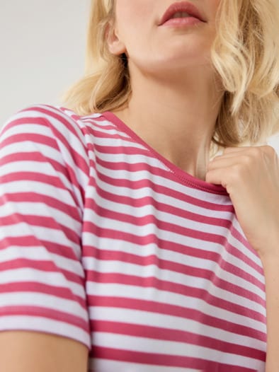 Baumwoll Ringelshirt Himbeersorbet