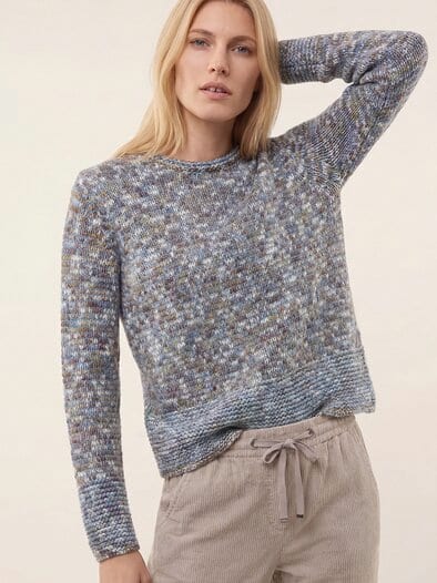Pullover in bedrucktem Garn Multicolor Smokey Blue
