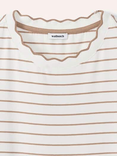 Ringelshirt Wellenband Weiß/Praline