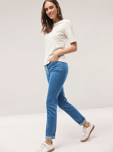 Ringelshirt Wellenband Weiß/Praline