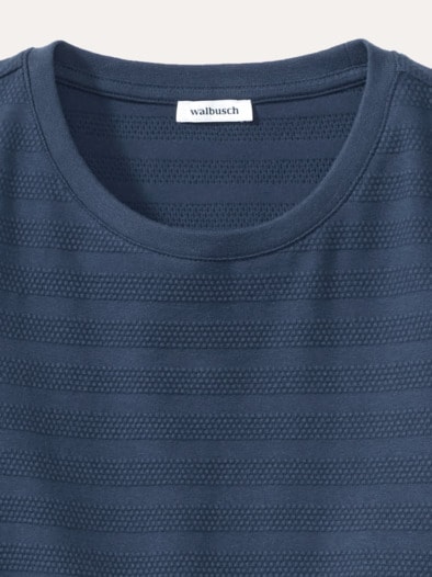 Baumwollshirt Reliefstruktur Marine