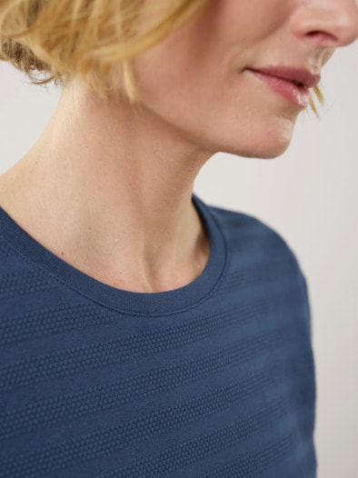 Baumwollshirt Reliefstruktur Marine
