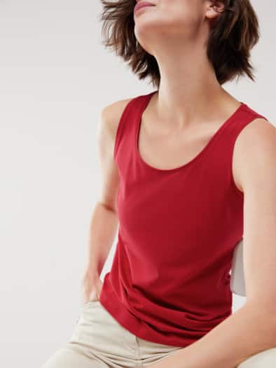 Baumwoll-Basic -Top Feuerrot