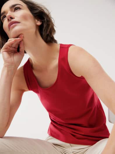 Baumwoll-Basic -Top Feuerrot