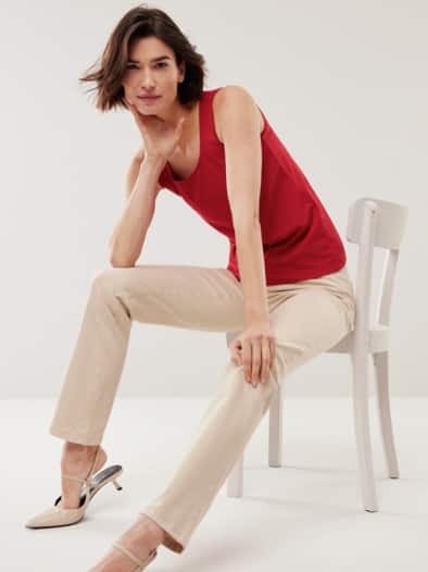 Baumwoll-Basic -Top Feuerrot