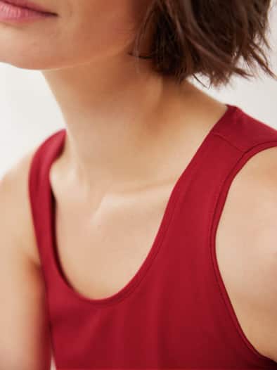 Baumwoll-Basic -Top Feuerrot