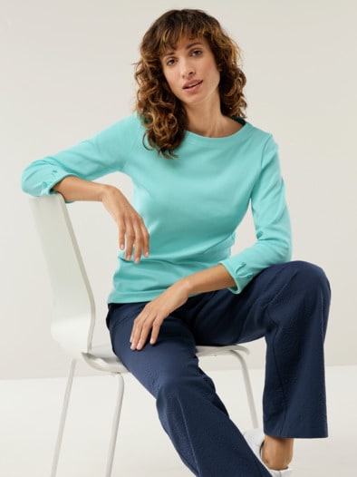 Baumwollshirt Softrib Wasserblau