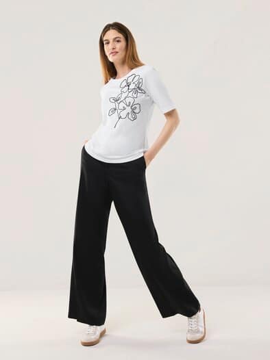 Baumwollshirt Kordelstickerei Weiß