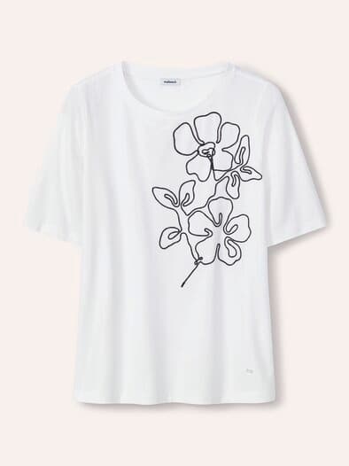 Baumwollshirt Kordelstickerei Weiß