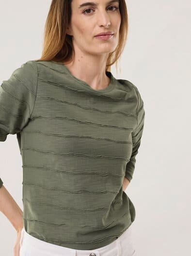 Baumwollshirt Streifenstruktur LA Khaki