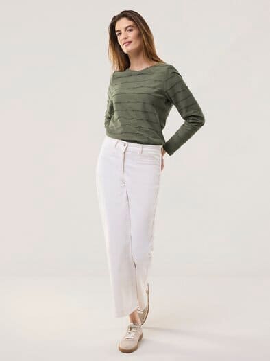 Baumwollshirt Streifenstruktur LA Khaki