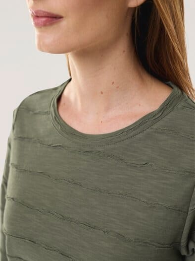 Baumwollshirt Streifenstruktur LA Khaki