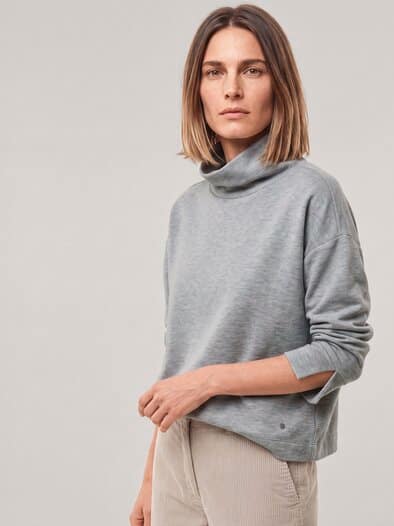Wärmendes Sweatshirt mit Schalkragen Silber Melange