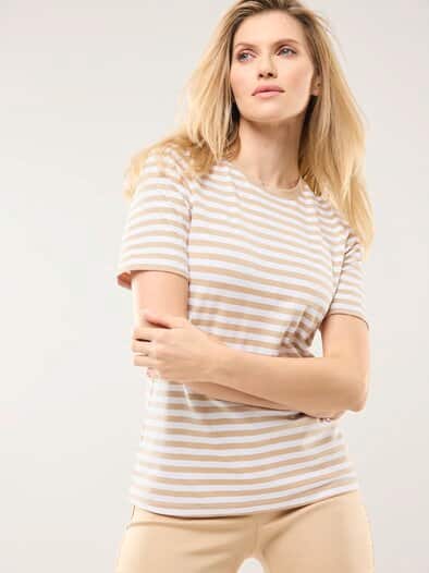 Baumwoll Ringelshirt Sand