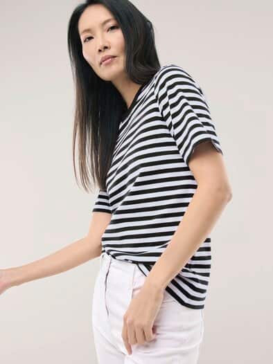 Baumwoll Ringelshirt Schwarz