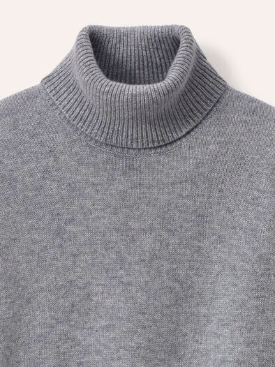 Cashmere Pullover mit Rollkragen Grau Melange