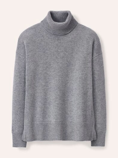 Cashmere Pullover mit Rollkragen Grau Melange