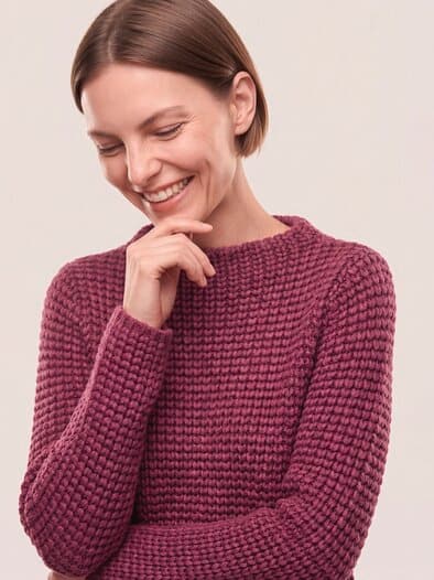Pullover in Grobstrickoptik Hellmerlot