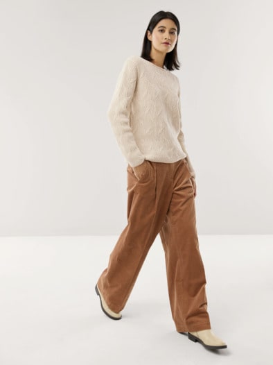 Baumwoll-Samt Pullover Creme