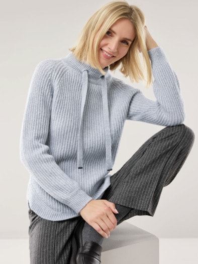 Kuschelgarn-Pullover Silbergrau