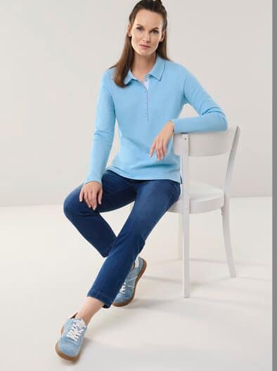 Poloshirt Strukturmuster Skyblue