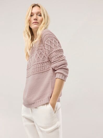 Pullover aus softem Bändchengarn Altrosa