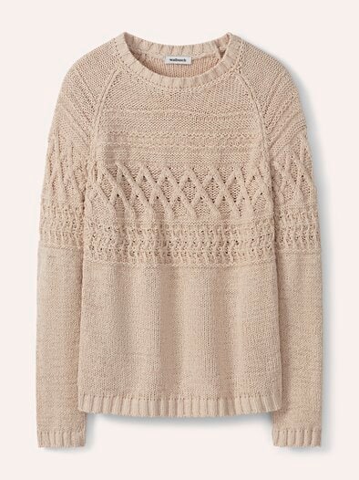 Pullover aus softem Bändchengarn Creme