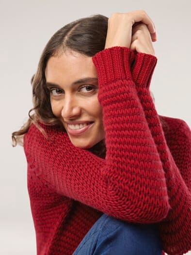 Pullover mit dezentem Streifen Signalrot