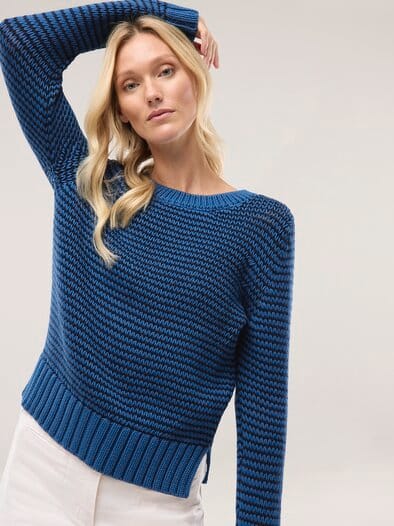 Pullover mit dezentem Streifen Nachtblau