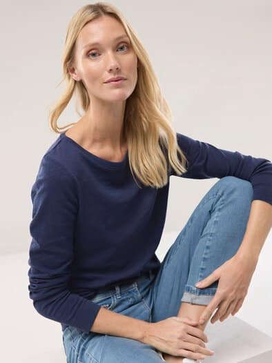 Baumwollshirt aus Flammengarn Marine