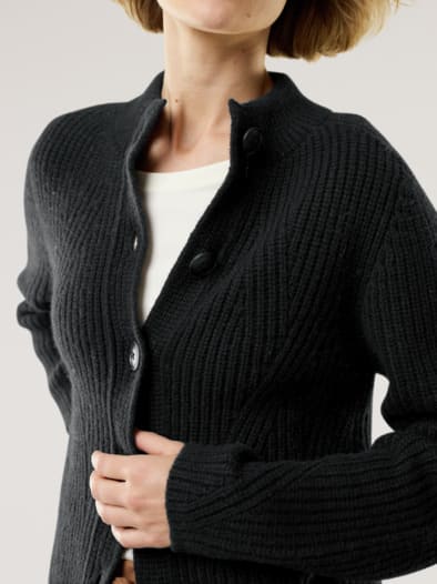 Cashmino Strickjacke Nahtlos Schwarz