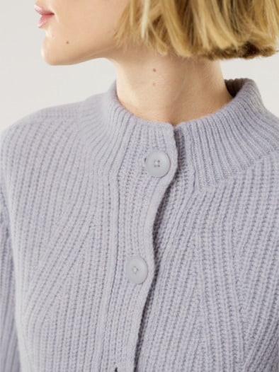 Cashmino Strickjacke Nahtlos Silbergrau Mel.