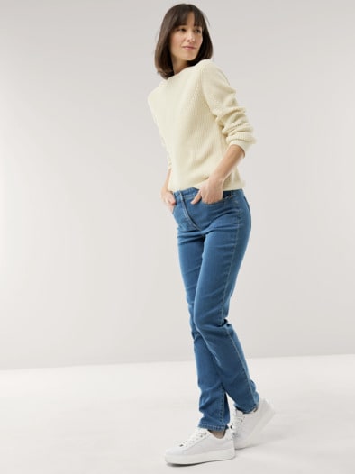 Baumwoll-Pullover Patentstrick Creme