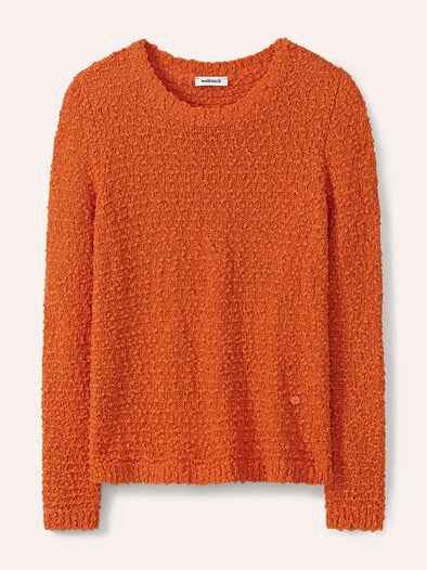 Strukturpullover mit Noppen-Effekt Dunkelorange