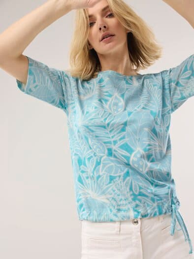 Blousonshirt Tropenwald Wasserblau