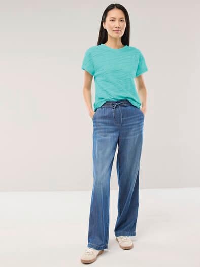 Strukturshirt Welle Wasserblau