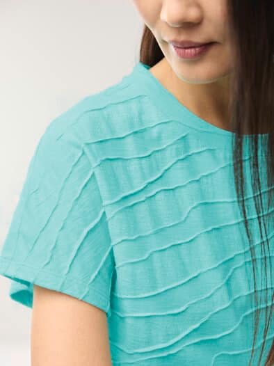 Strukturshirt Welle Wasserblau