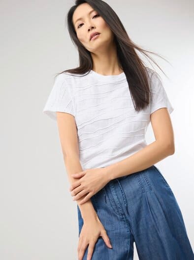 Strukturshirt Welle Weiß